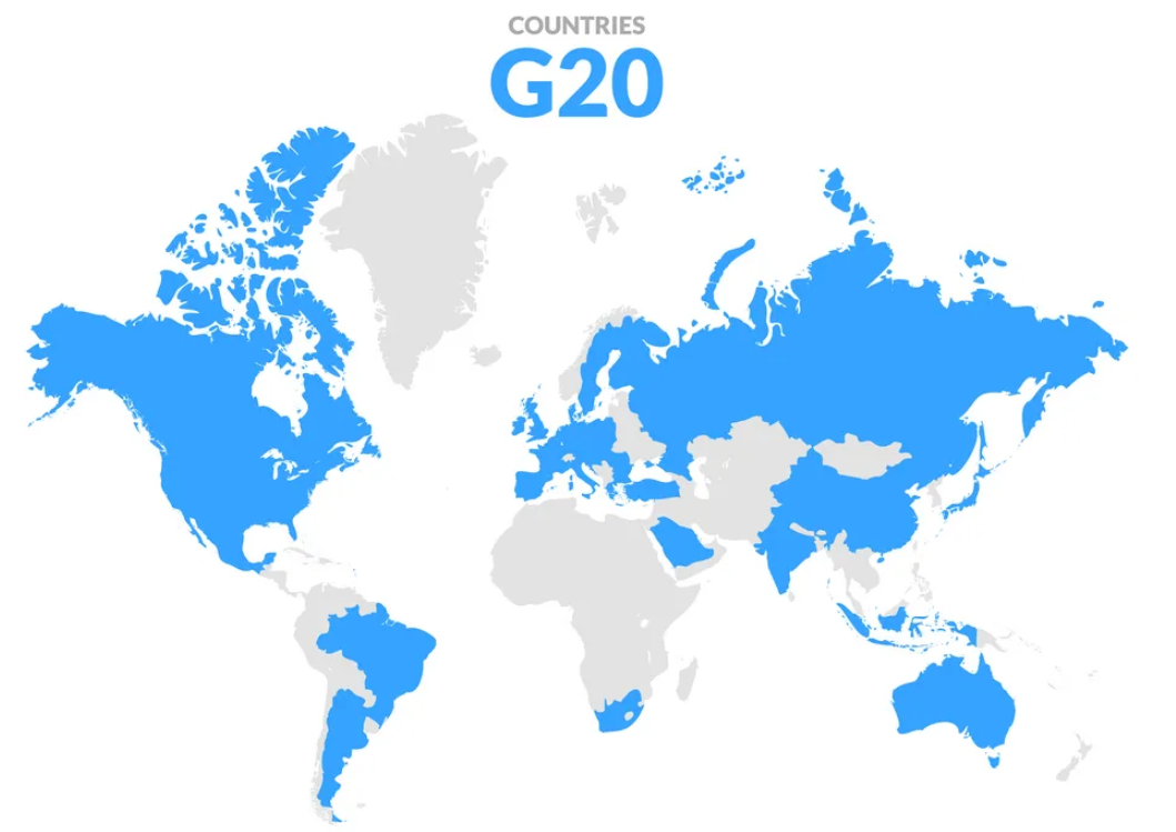 A map of G20 countries